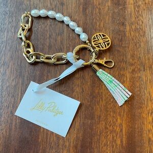 Lilly Pulitzer Gold and Pearl Bracelet with Tassel
